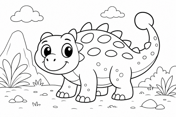 Ausmalbild: Der froehliche Ankylosaurus