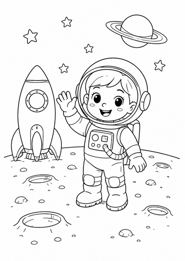 Ausmalbild: Die mutige Astronautin