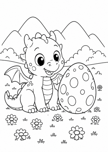 Ausmalbild: Der niedliche Babydrache