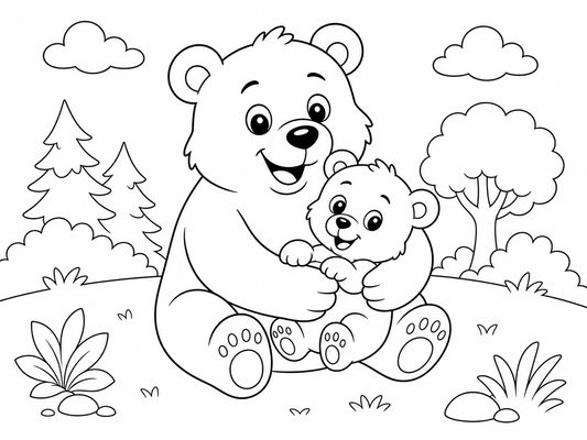 Ausmalbild: Die Baerenfamilie