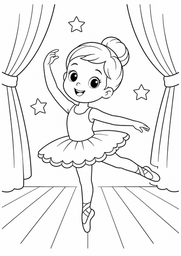 Ausmalbild: Die tanzende Ballerina