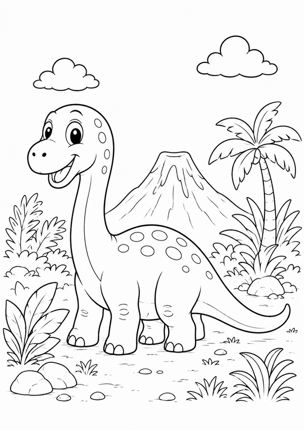 Ausmalbild: Der freundliche Brachiosaurus