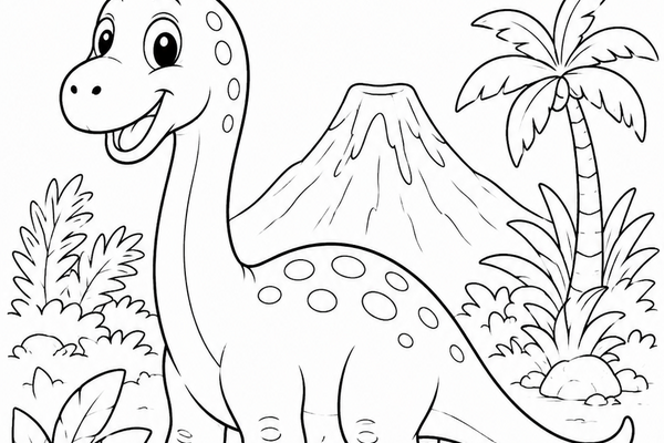 Ausmalbild: Der freundliche Brachiosaurus