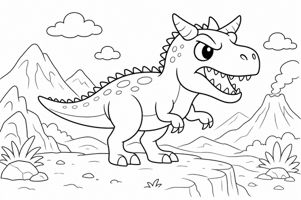 Ausmalbild: Der mutige Carnotaurus