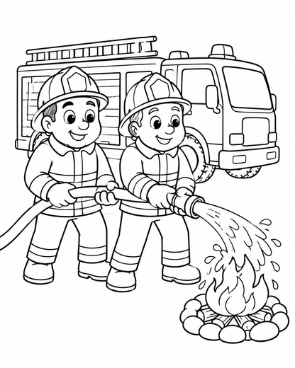 Ausmalbild: Die Feuerwehr