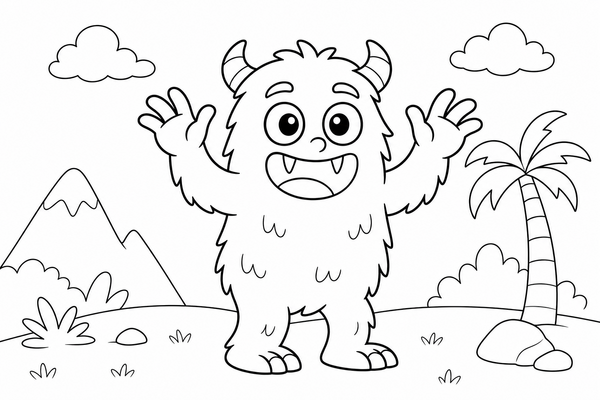 Ausmalbild: Das freundliche Monster
