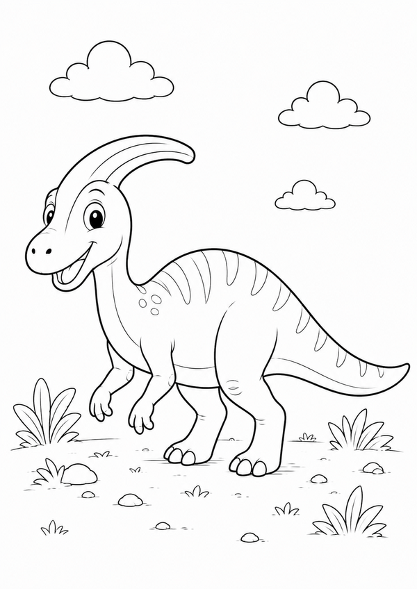 Ausmalbild: Der fröhliche Parasaurolophus