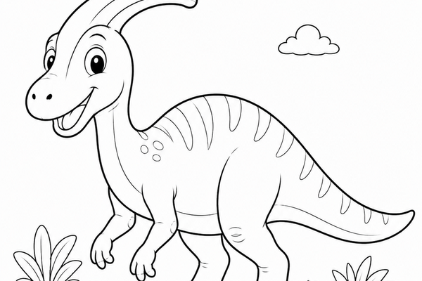Ausmalbild: Der fröhliche Parasaurolophus