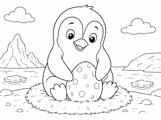 Ausmalbild: Der freche Pinguin