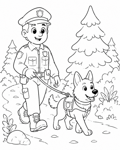 Ausmalbild: Die Polizeistreife
