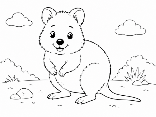 Ausmalbild: Das laechelnde Quokka