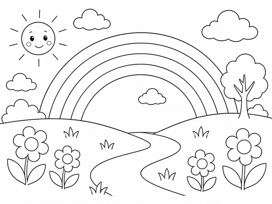 Ausmalbild: Der bunte Regenbogen