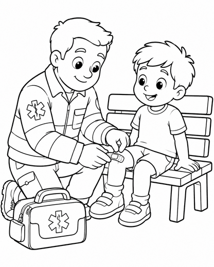 Ausmalbild: Der Sanitäter