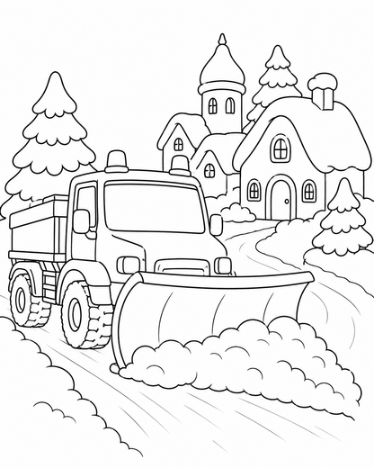 Ausmalbild: Der Schneepflug