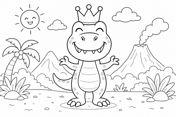 Ausmalbild: Der T-Rex Koenig