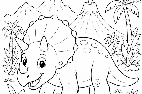 Ausmalbild: Der neugierige Triceratops