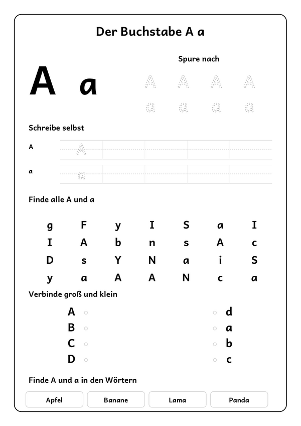 Lernblatt: Der Buchstabe A