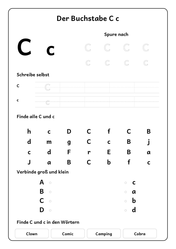 Lernblatt: Der Buchstabe C