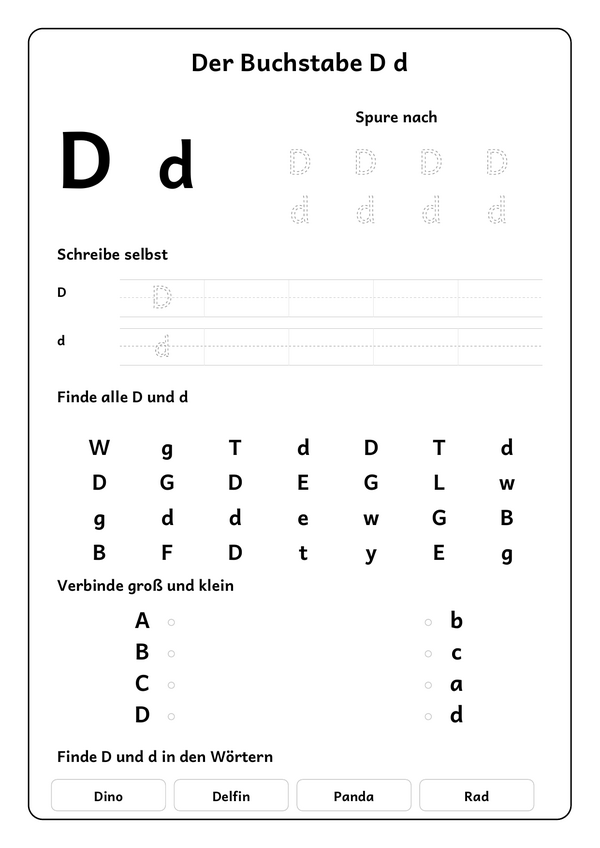 Lernblatt: Der Buchstabe D