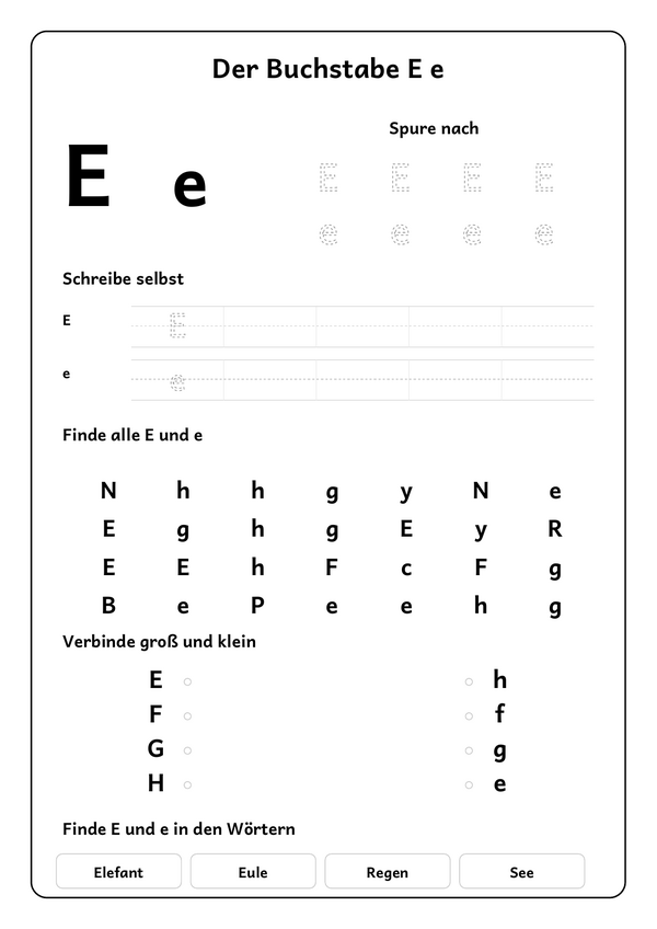 Lernblatt: Der Buchstabe E