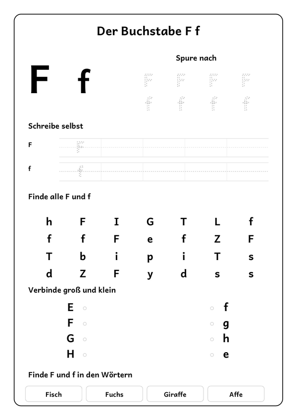 Lernblatt: Der Buchstabe F