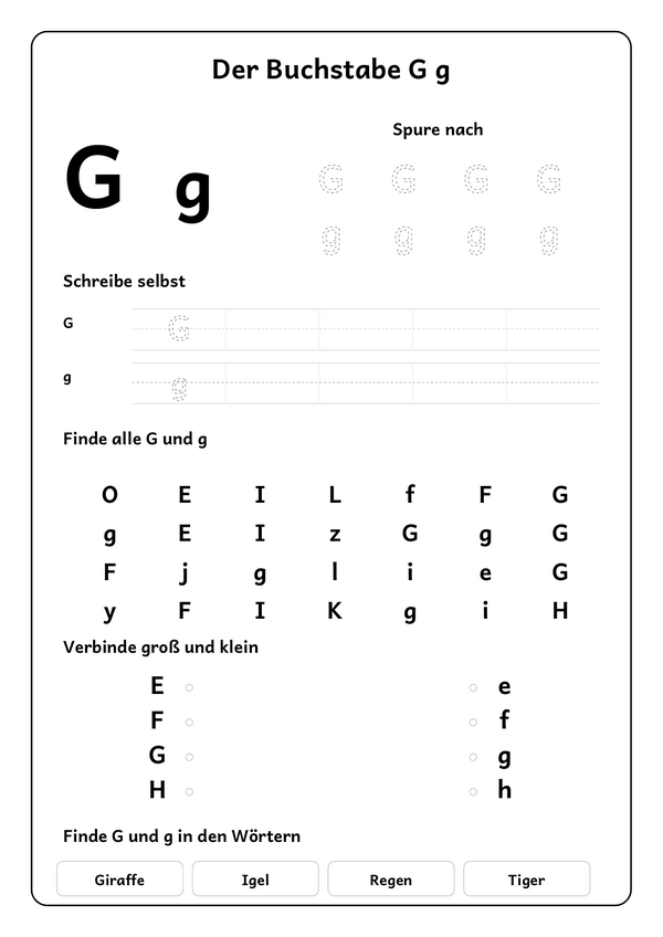 Lernblatt: Der Buchstabe G