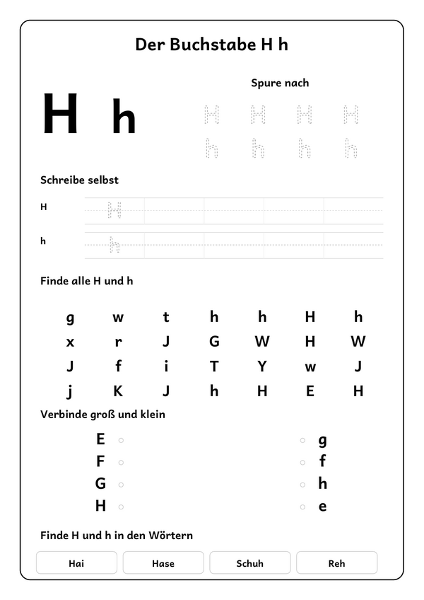 Lernblatt: Der Buchstabe H