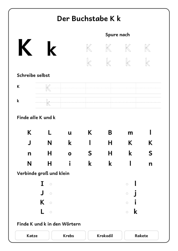 Lernblatt: Der Buchstabe K