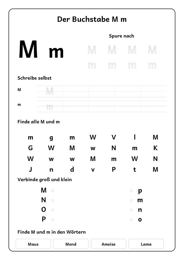 Lernblatt: Der Buchstabe M
