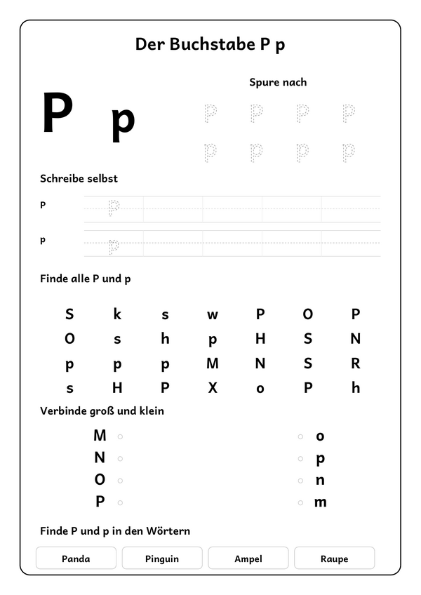 Lernblatt: Der Buchstabe P