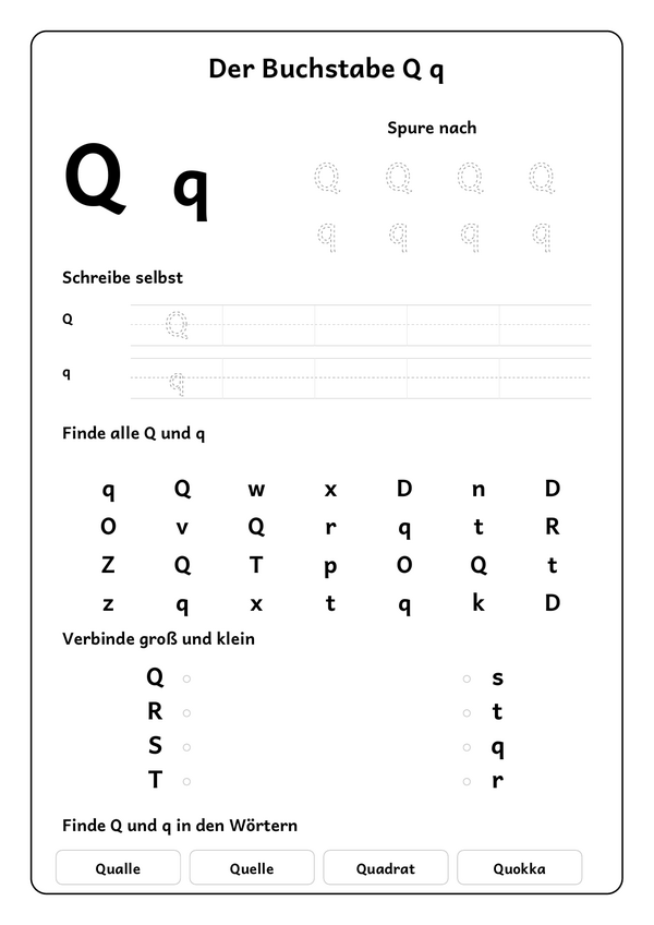 Lernblatt: Der Buchstabe Q