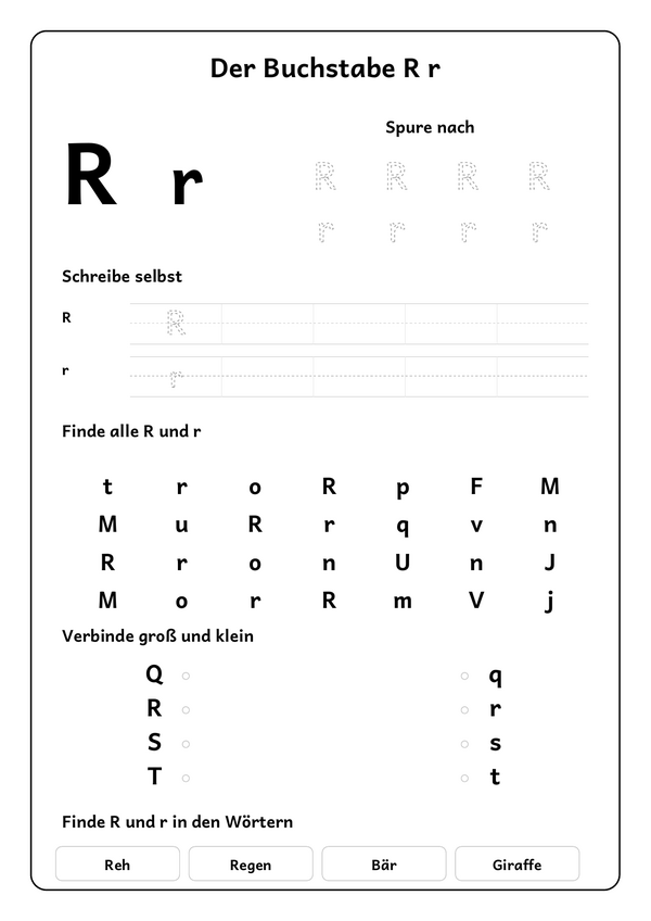 Lernblatt: Der Buchstabe R