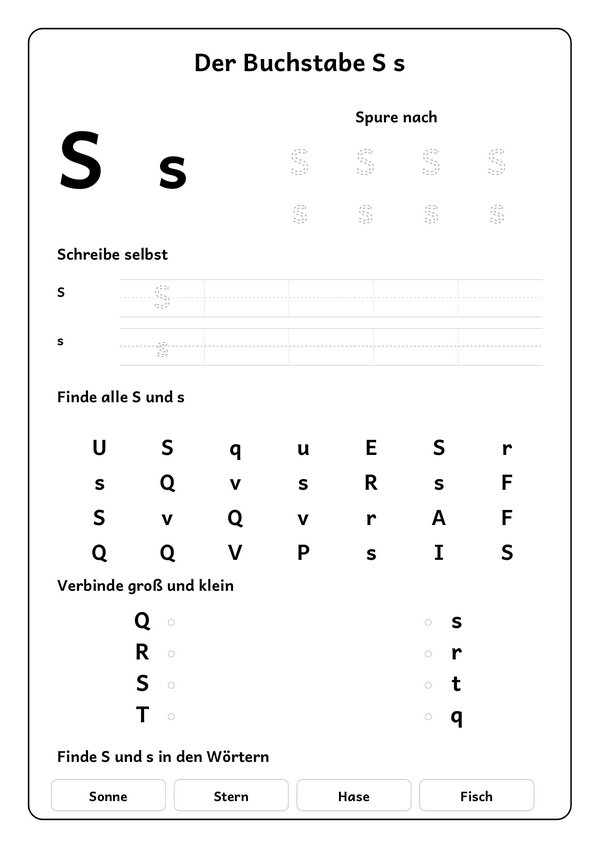 Lernblatt: Der Buchstabe S