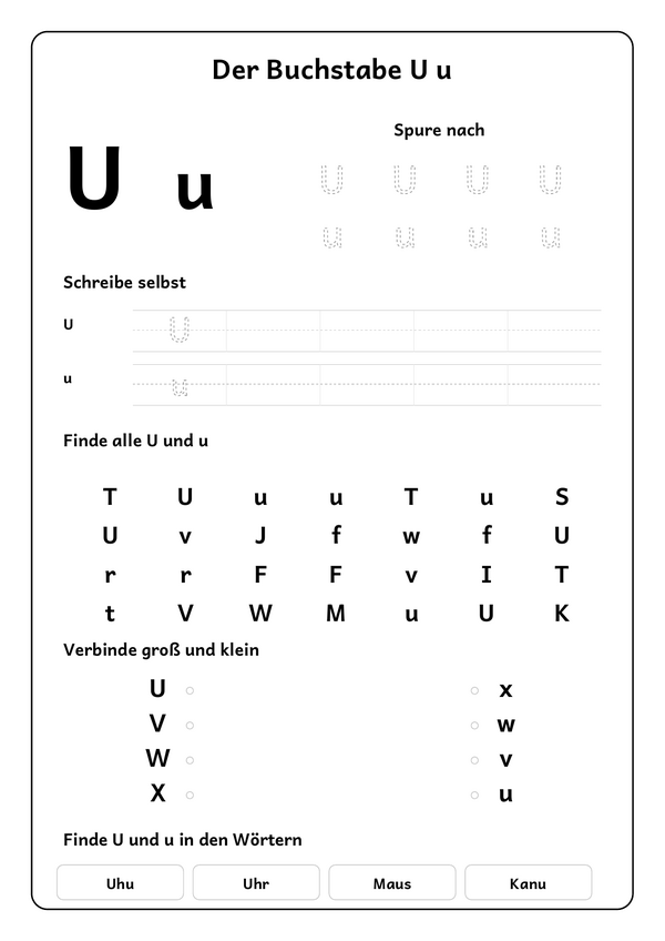 Lernblatt: Der Buchstabe U
