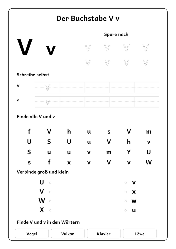 Lernblatt: Der Buchstabe V