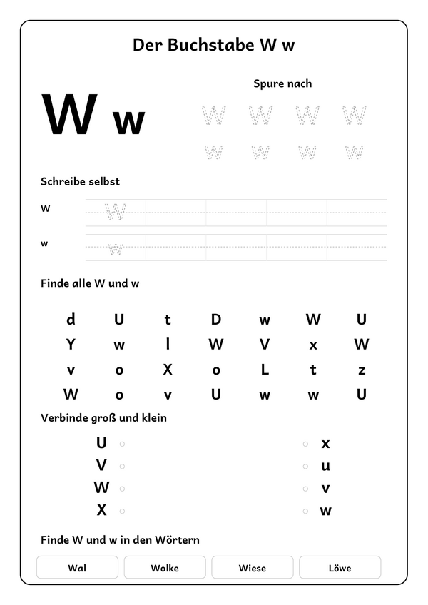 Lernblatt: Der Buchstabe W