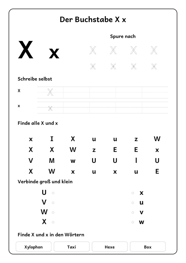 Lernblatt: Der Buchstabe X