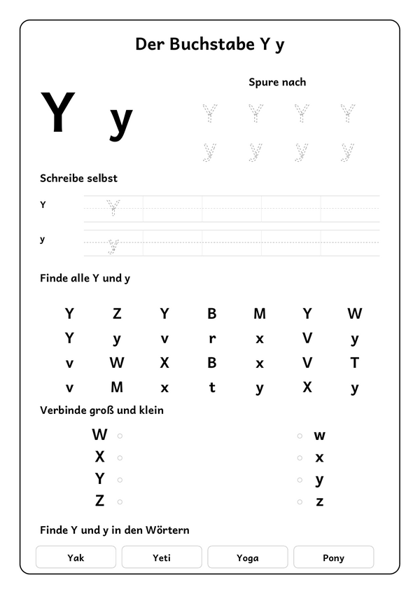 Lernblatt: Der Buchstabe Y