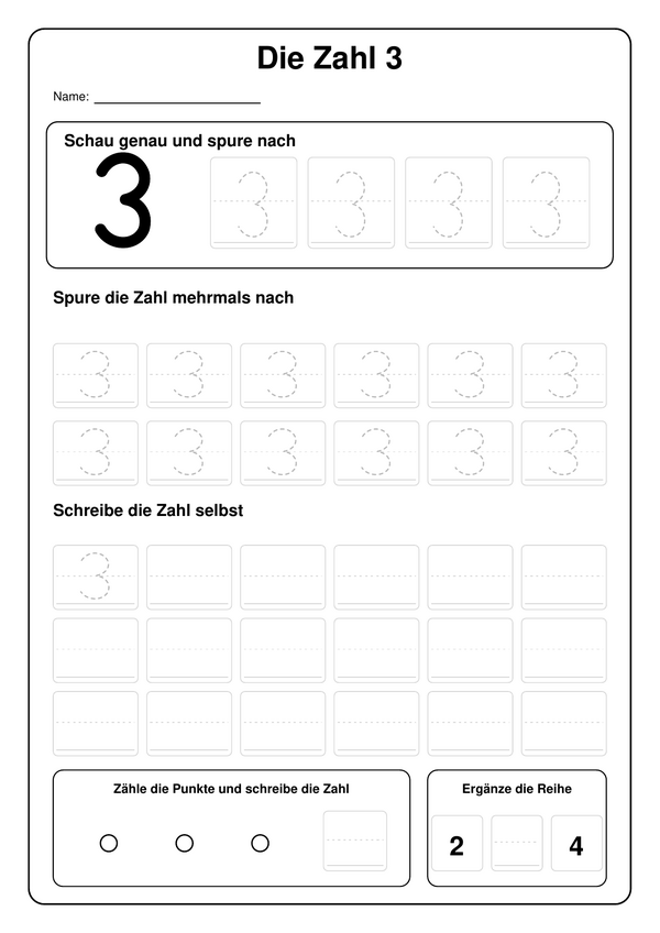 Lernblatt: Die Zahl 3