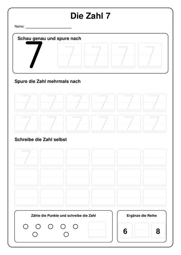 Lernblatt: Die Zahl 7