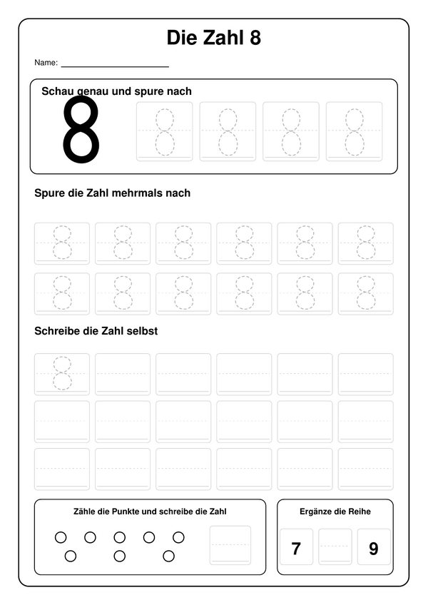 Lernblatt: Die Zahl 8